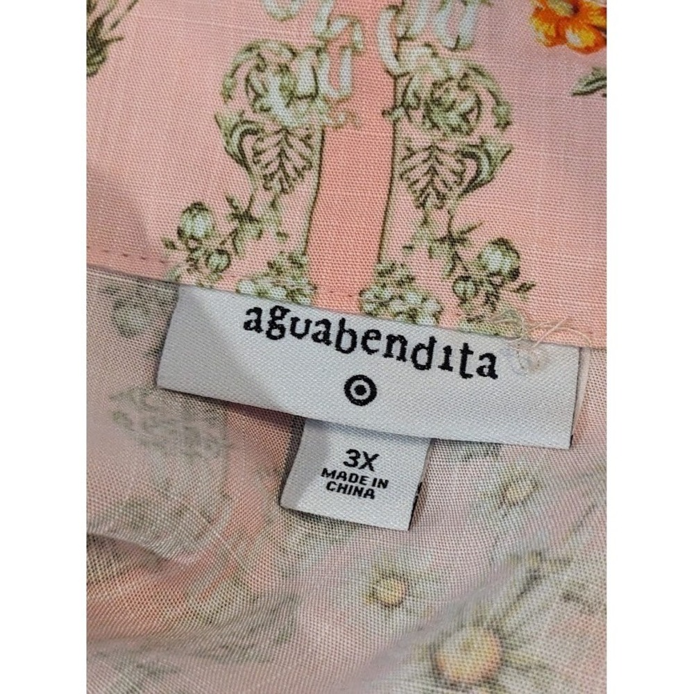 AguaBendita Target Mini Dress 3X Floral Tile Dainty Blush Pink Flutter Sleeve - Picture 2 of 16